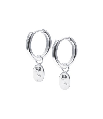 Aster Birth Flower Silver Huggie Earring Charms HO-2715